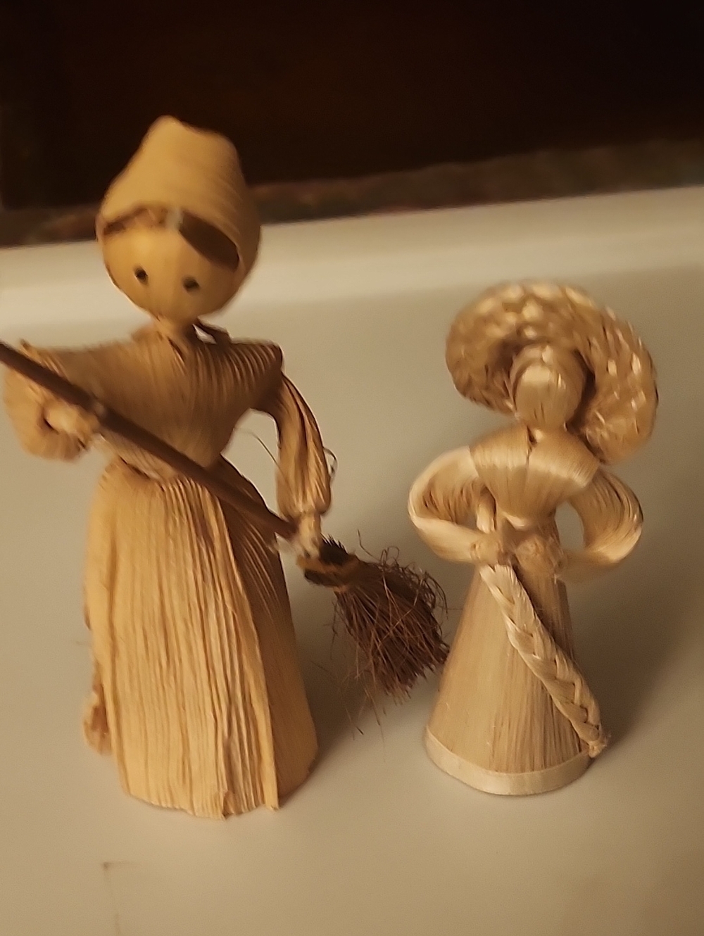 Handmade Corn Husk Doll Set - Natural Beige